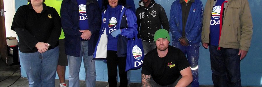 Staff members of Taurus Chemicals Cape Kelp (Pty) Ltd, volunteers and DA members after their hard work at the Good Hope- and Takalane ECD Centres in Masakhane  